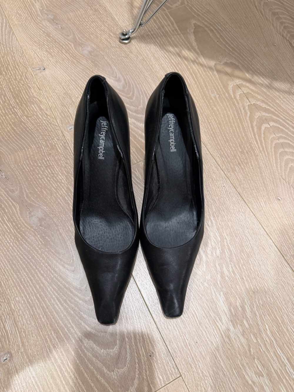 Jeffrey Campbell Black Pointed Leather Pumps